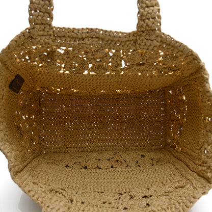 Christian Dior Woven Raffia Floral Embellished Small Book Tote Natural 6 of 12