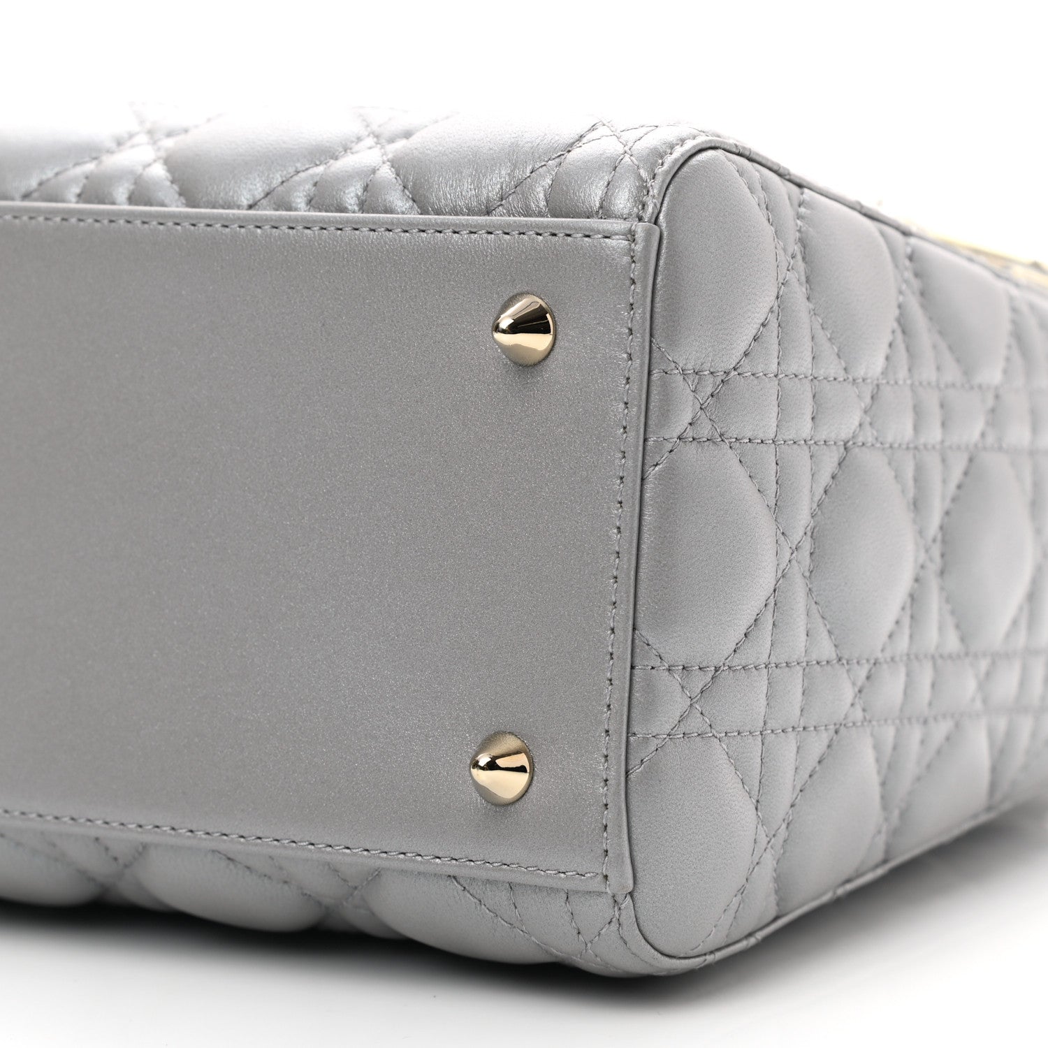 Christian Dior Pearly Lambskin Cannage Medium Lady Dior Grey 10 of 10