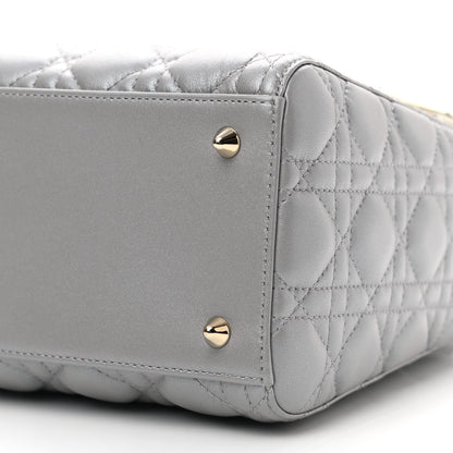Christian Dior Pearly Lambskin Cannage Medium Lady Dior Grey 10 of 10