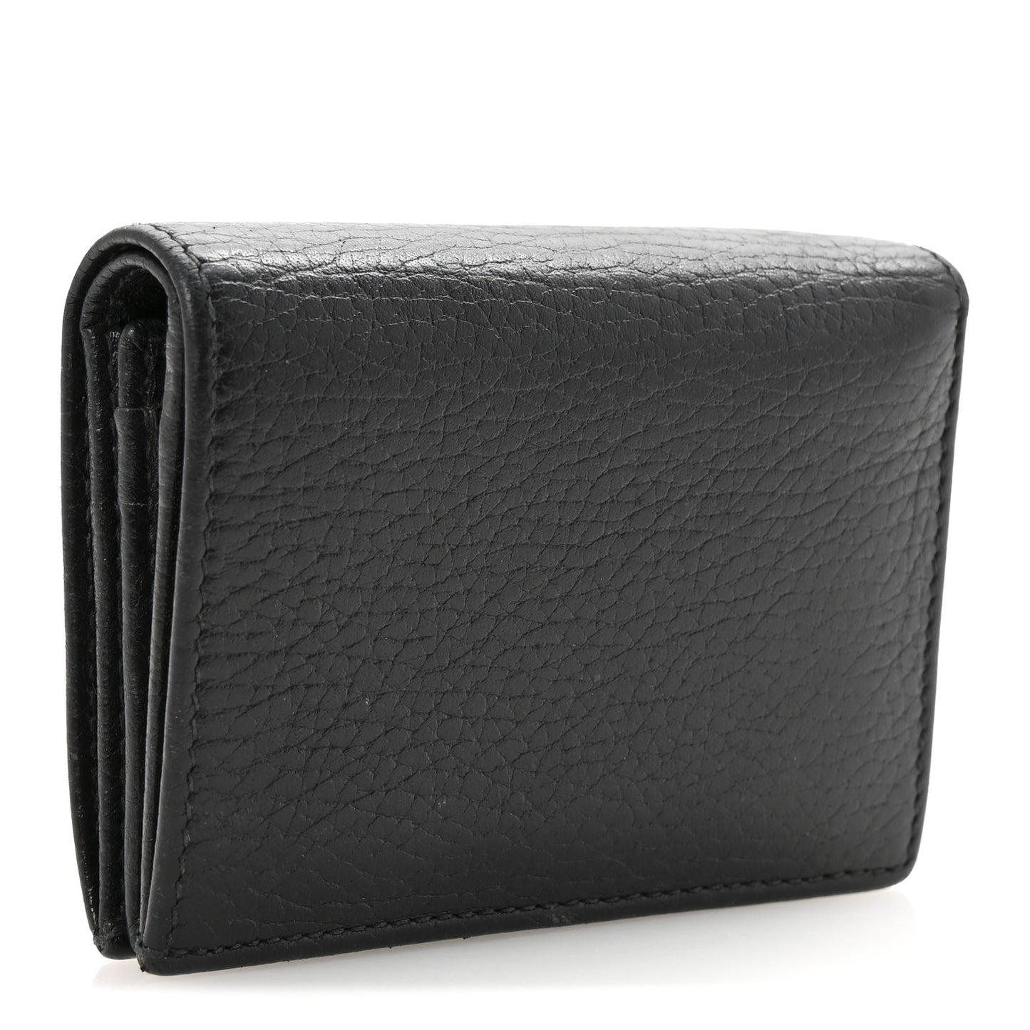 Pebbled Calfskin GG Marmont Card Case Black