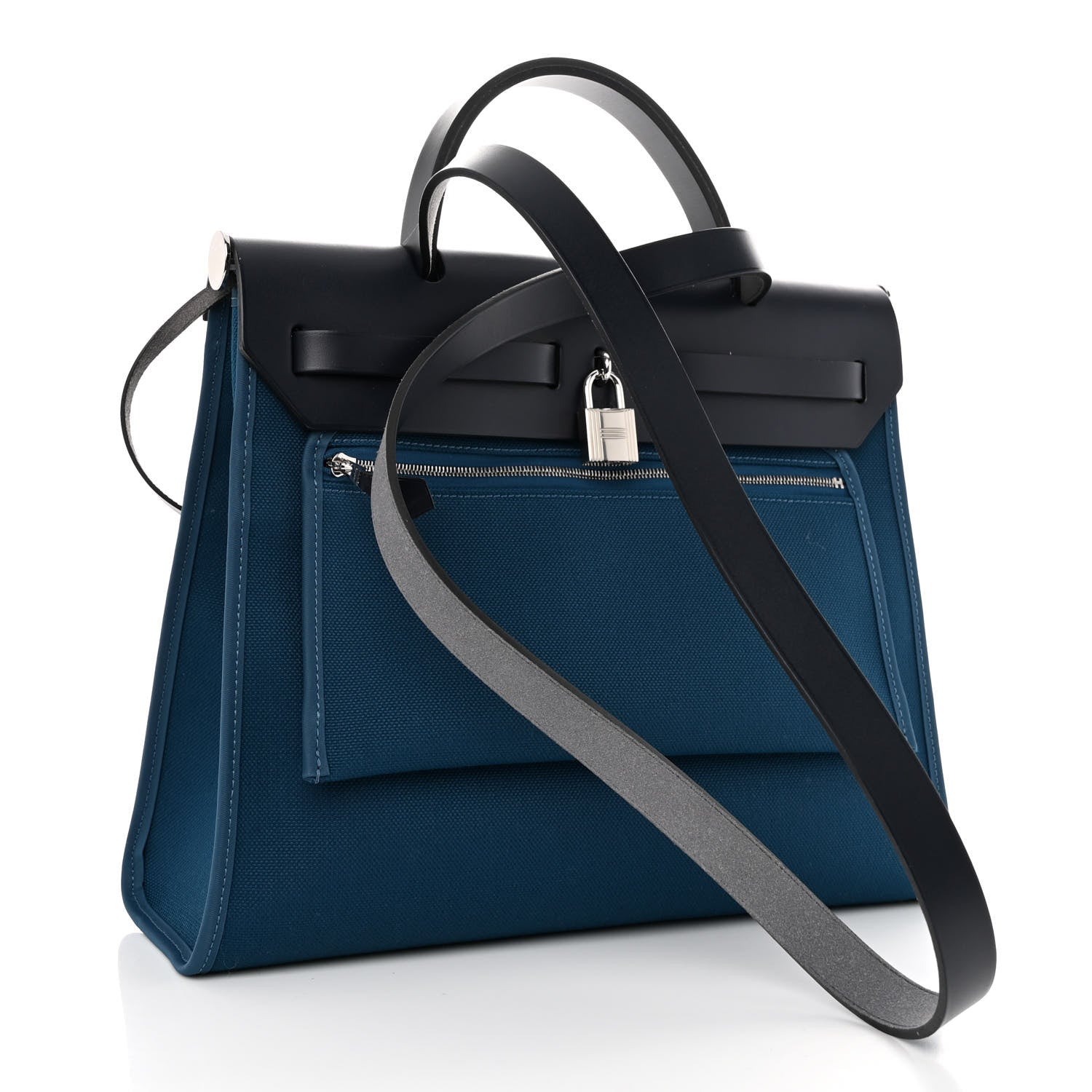 Hermes Military Toile Vache Hunter Herbag Zip PM 31 Black Blue De Malte 3 of 9