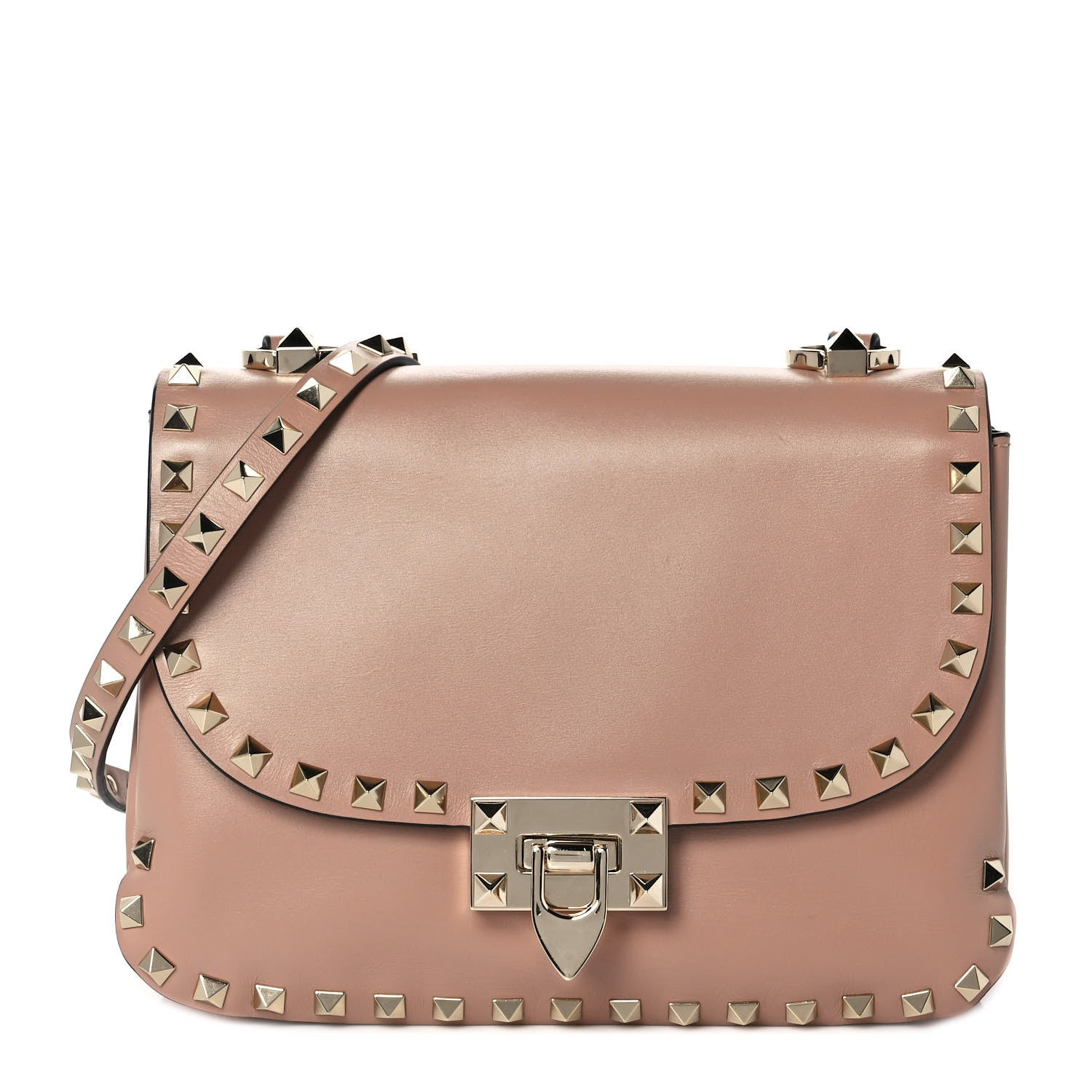 Valentino Garavani Vitello Small Rockstud Shoulder Bag Rose Cannelle 1 of 7