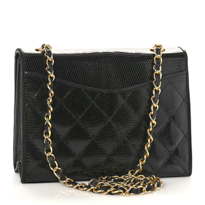 Chanel Lizard Quilted CC Single Flap Bag Black 3 of 13