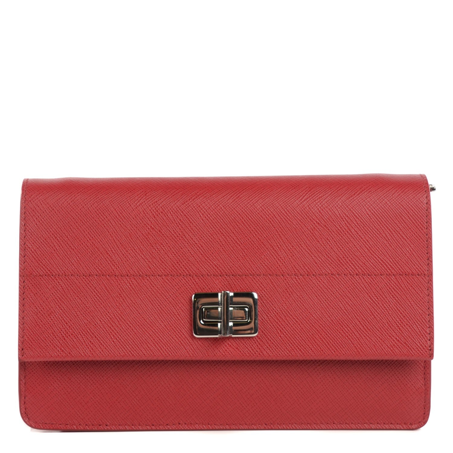 Prada Saffiano Lux Flap Crossbody Fuoco 1 of 9