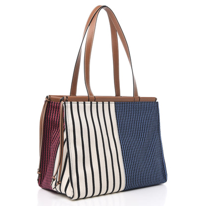 Loewe Canvas Calfskin Print Paulas Ibiza Stripes Cushion Tote Red White 3 of 9