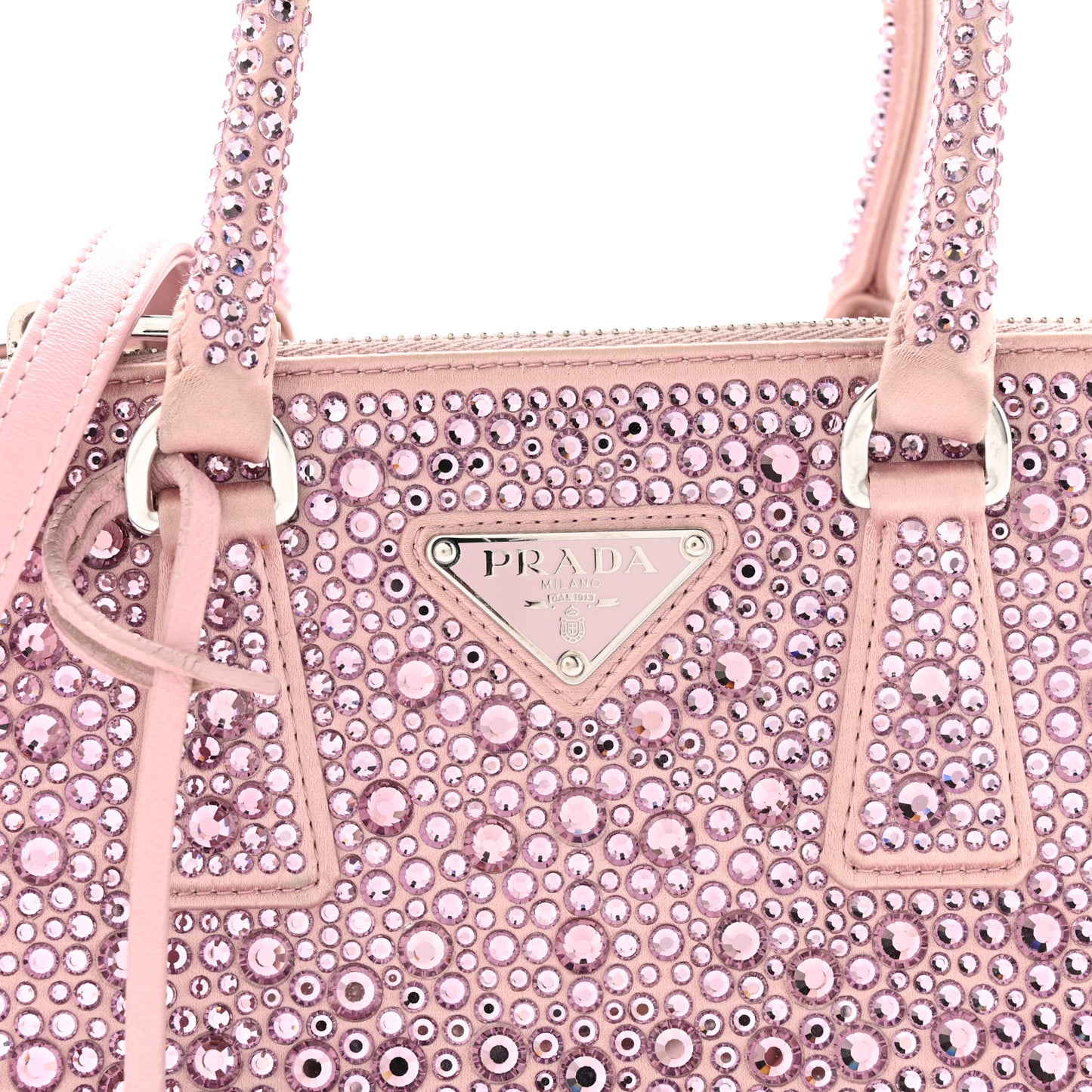 Satin Crystal Mini Galleria Double Zip Tote Alabastro