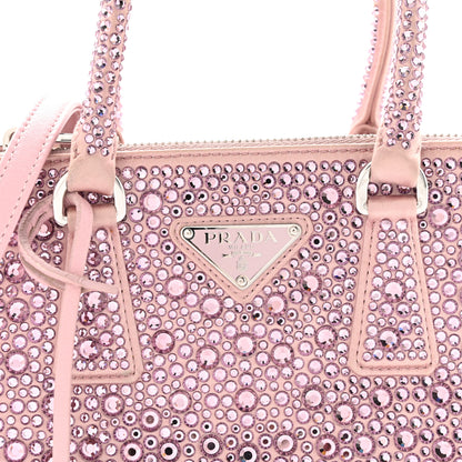 Prada Satin Crystal Mini Galleria Double Zip Tote Alabastro 7 of 10
