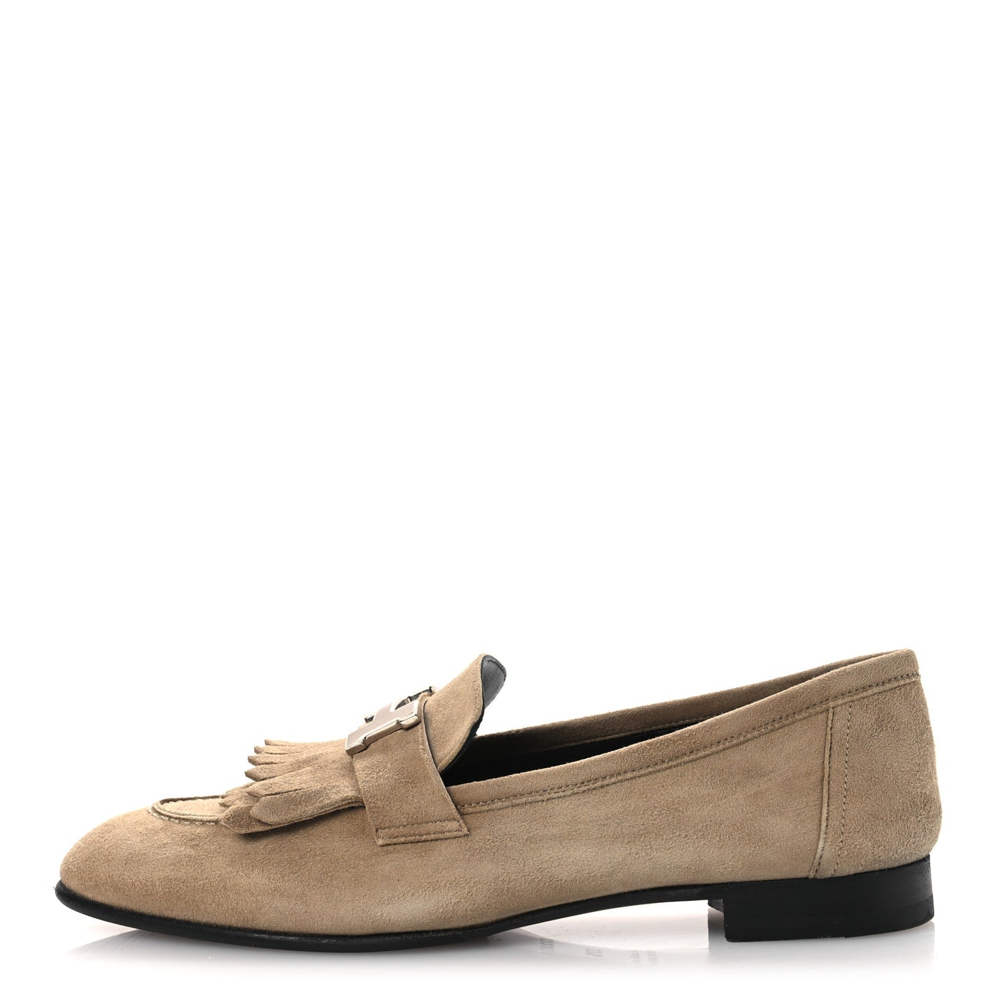 Suede Goatskin Womens Royal Loafers 37.5 Beige Sable