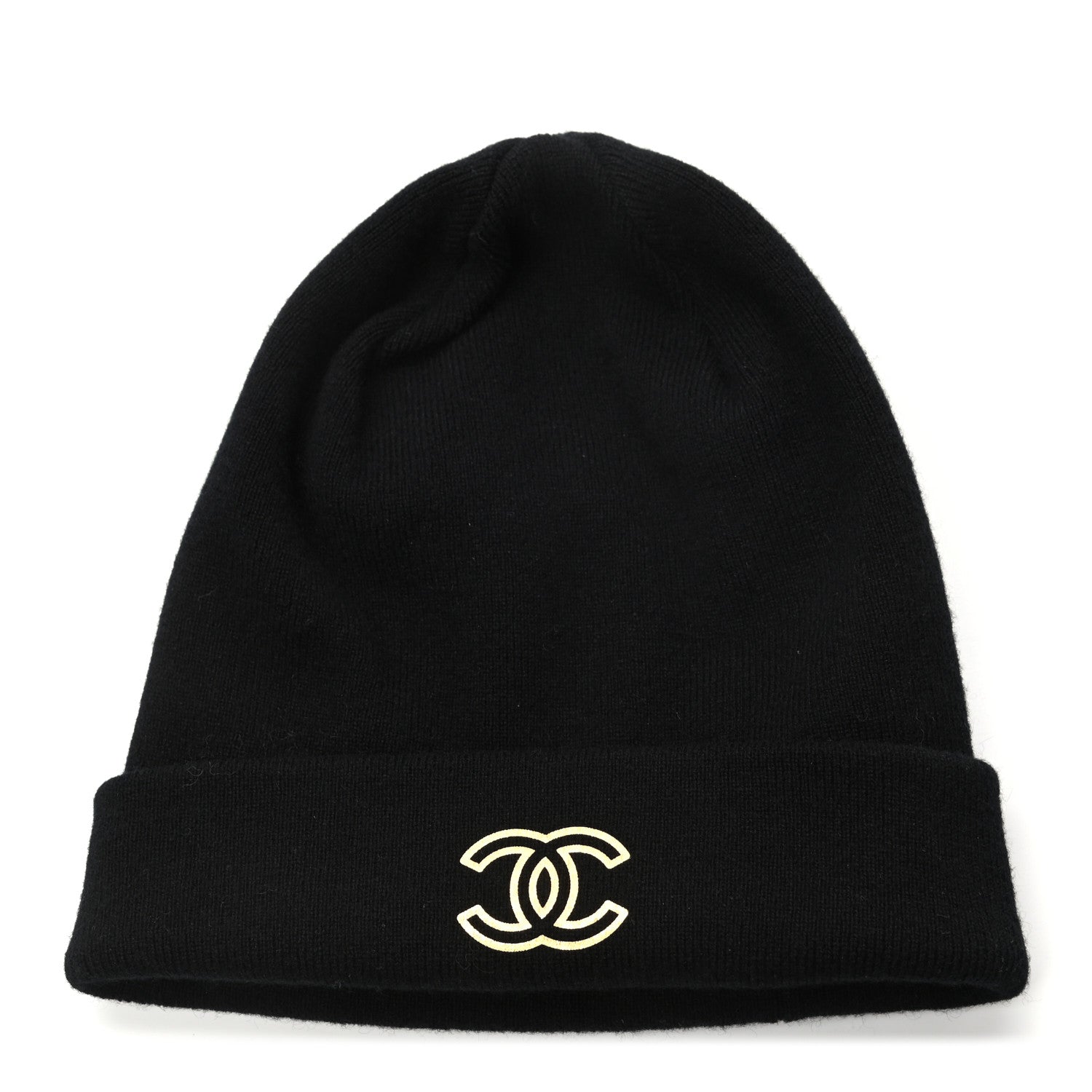 Chanel Cashmere CC Beanie Hat Black 1 of 5