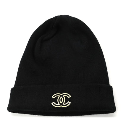 Chanel Cashmere CC Beanie Hat Black 1 of 5