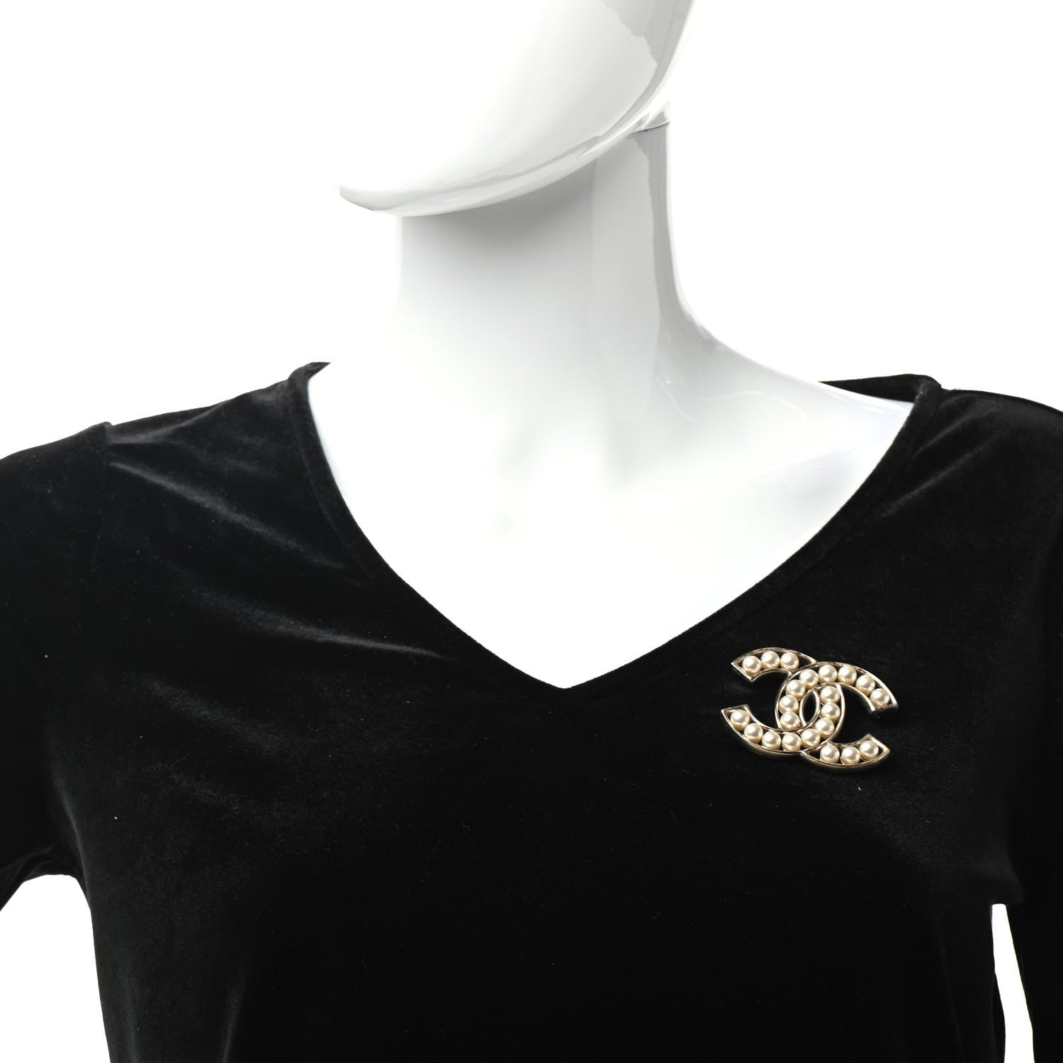 Chanel CC Pearl Brooch Pin Gold 2 of 5