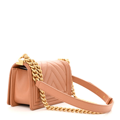 Chanel Caviar Chevron Quilted Small Boy Flap Brown 3 of 11