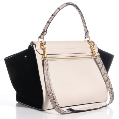 Celine Calfskin Suede Whipsnake Medium Trapeze Black White 3 of 11