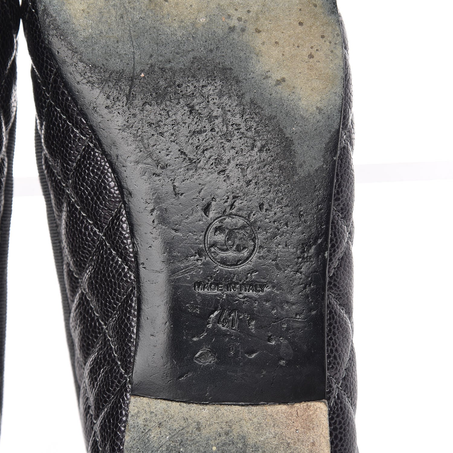 Chanel Metallic Caviar Quilted Cap Toe Ballerina Flats 41 Anthracite 19 of 19