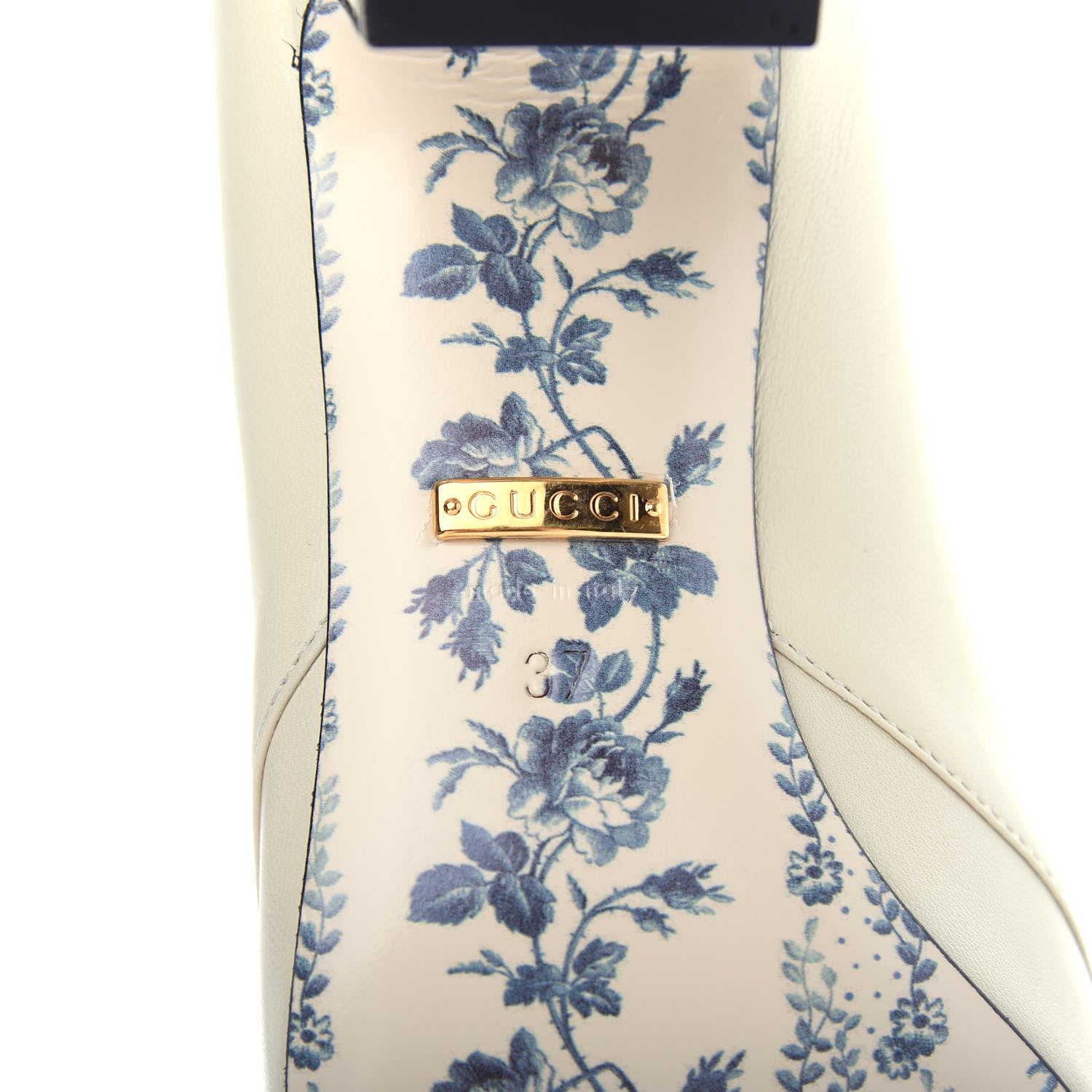 Gucci Malaga Kid GG Victoire 55mm Loafer Pumps 37 Vintage White 9 of 11