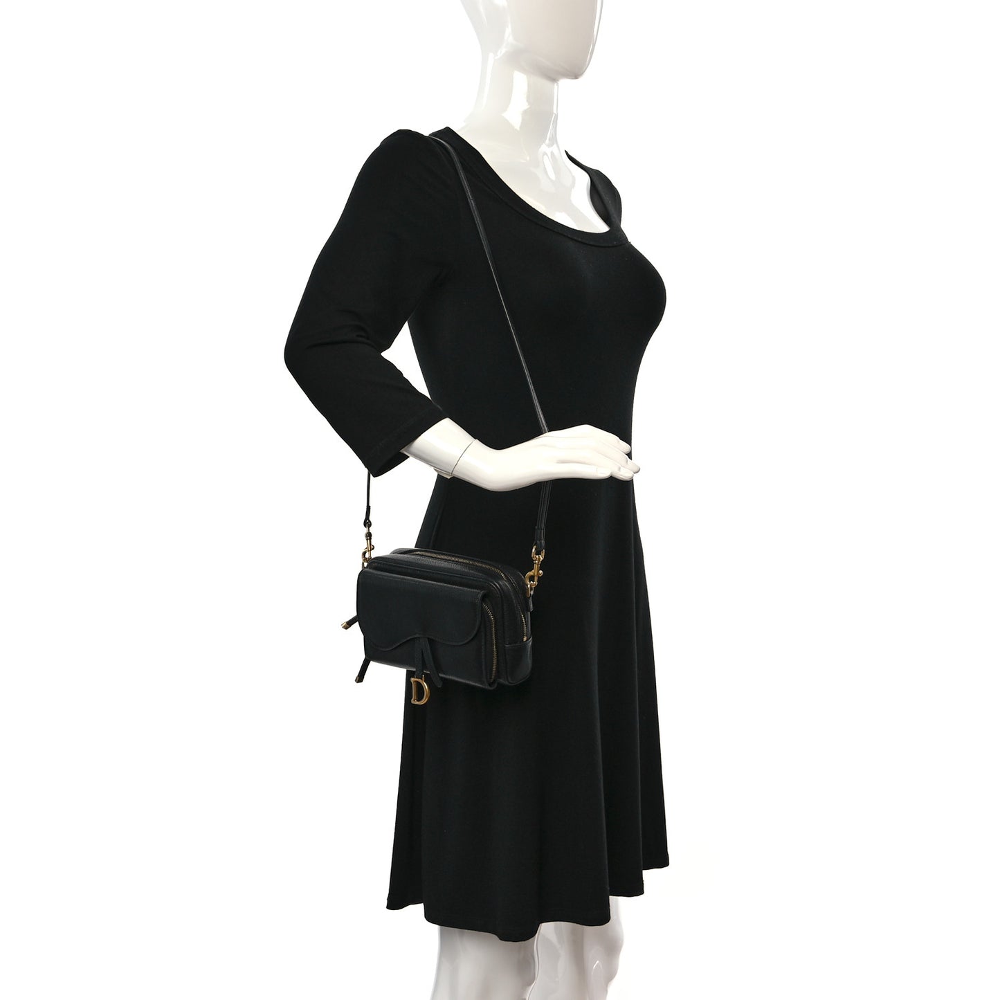 Goatskin Double Saddle Pouch Black