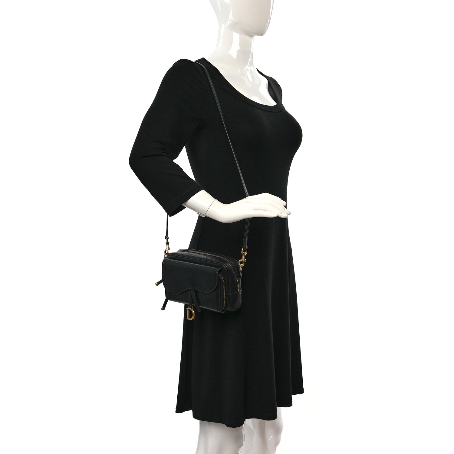 Christian Dior Goatskin Double Saddle Pouch Black 2 of 9