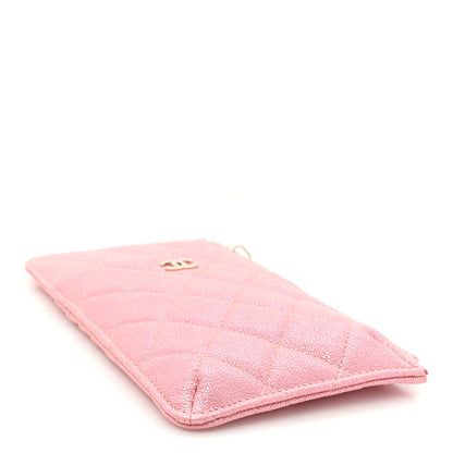 Chanel Iridescent Caviar Quilted Classic Flat Wallet Pouch Pink 4 of 11
