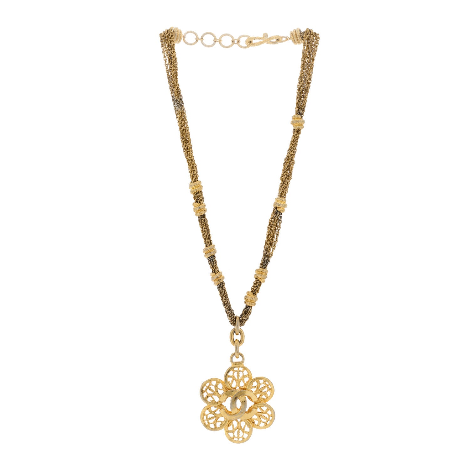 Chanel CC Flower Necklace Gold 2 of 4