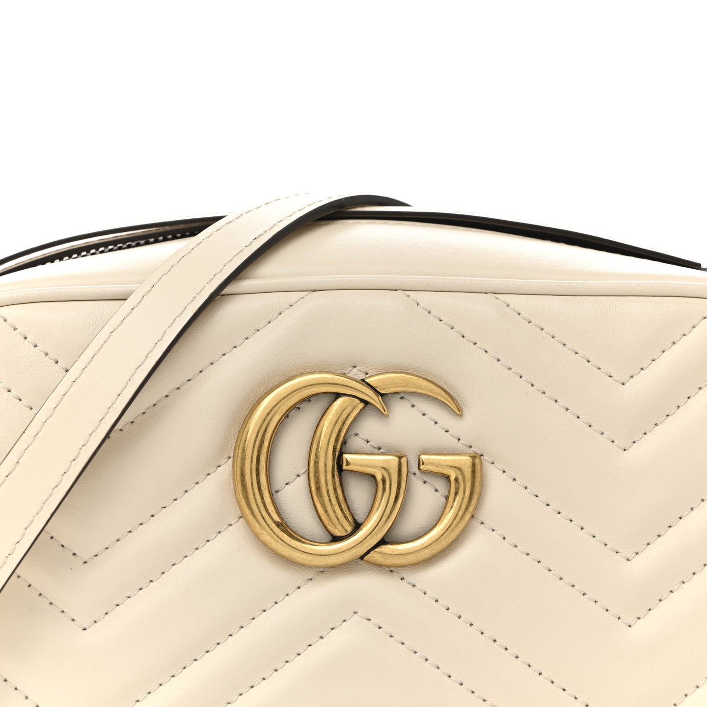 Calfskin Matelasse Small GG Marmont Chain Shoulder Bag White