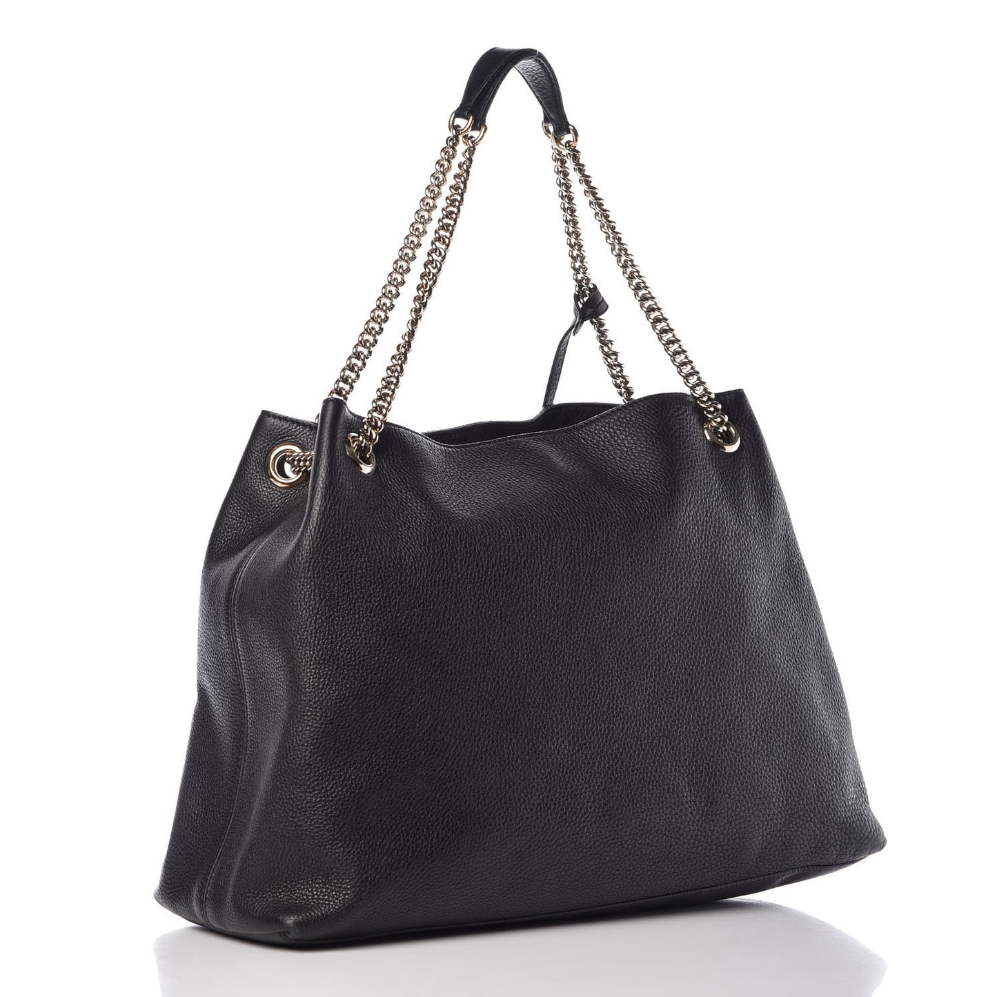 Pebbled Calfskin Large Soho Chain Shoulder Bag Black