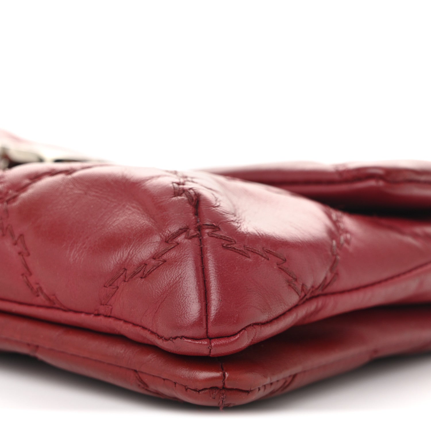Chanel Calfskin Quilted Double Stitch Hamptons Clutch with Chain Red 10 of 11