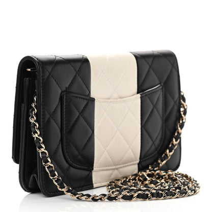 Chanel Lambskin Quilted Wallet On Chain WOC White Black 3 of 17