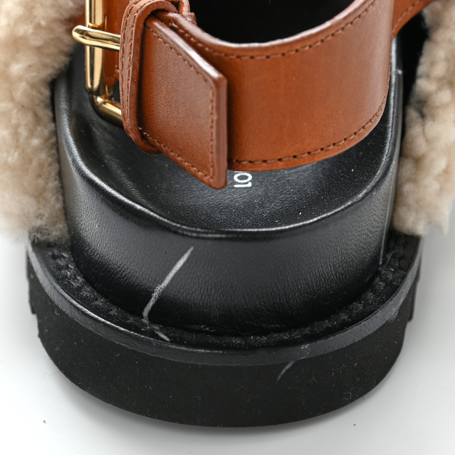 Louis Vuitton Shearling Calfskin Paseo Flat Comfort Sandal 38.5 Beige 9 of 13