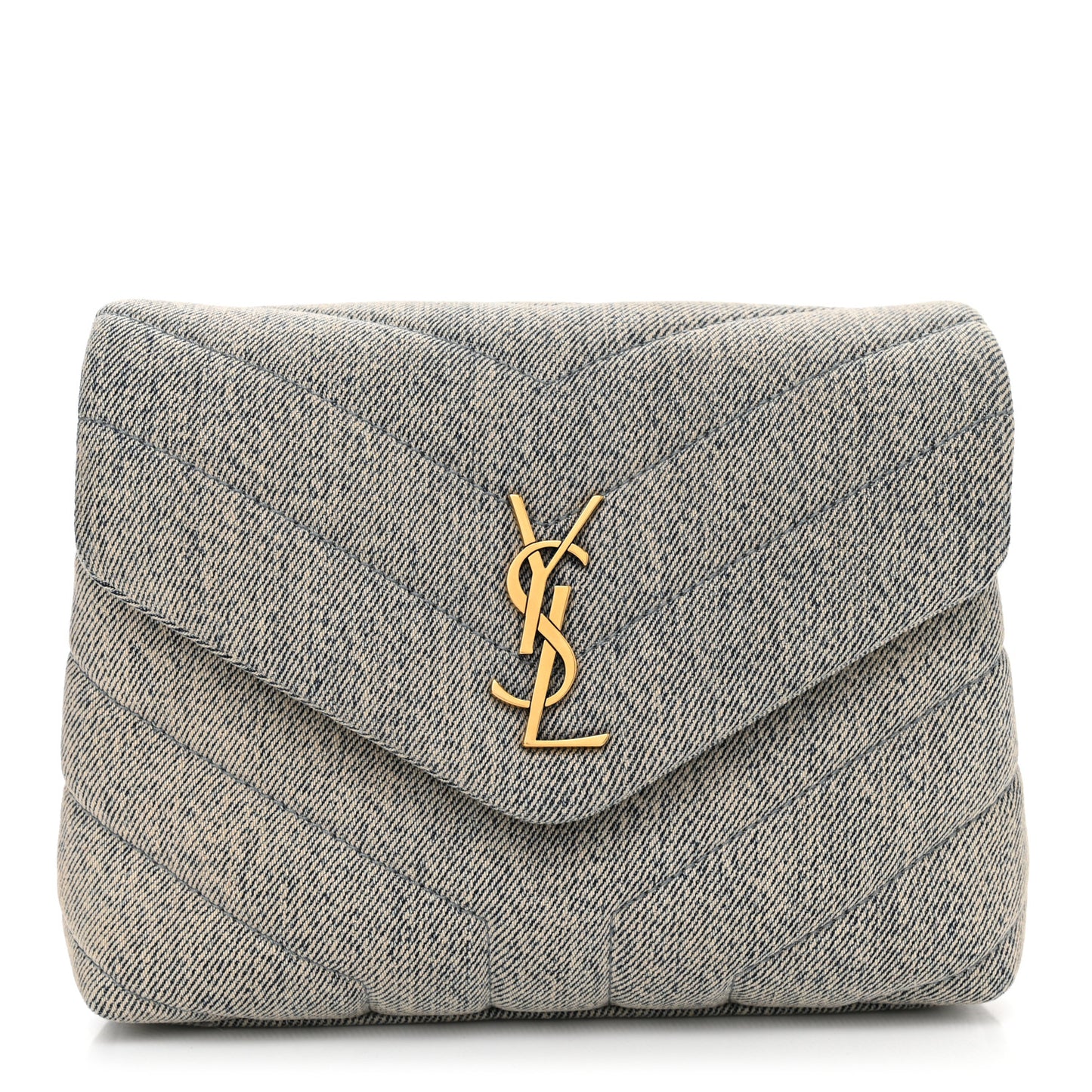 Denim Y Quilted Monogram Toy Loulou Crossbody Bag Grey