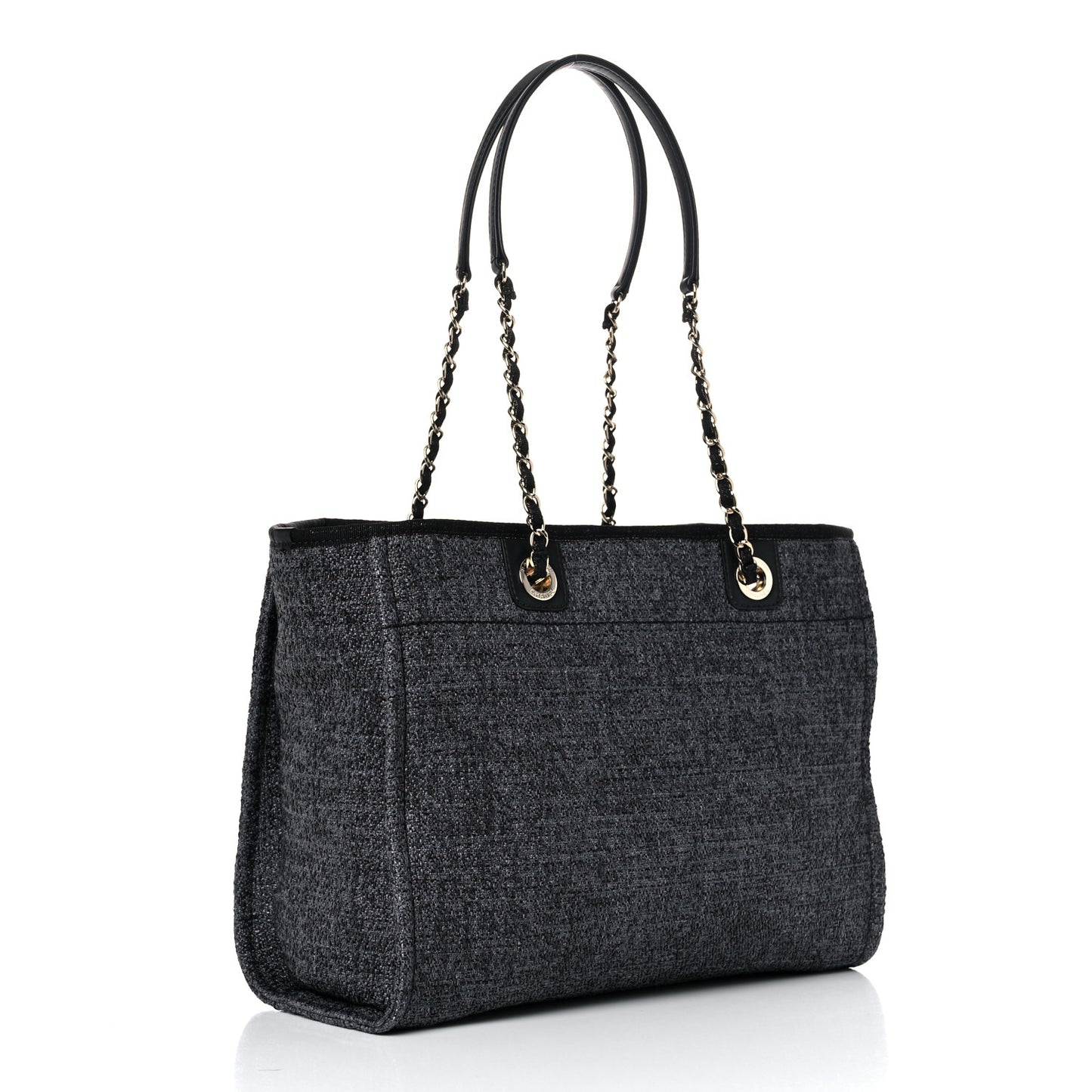 Mixed Fibers Calfskin Small Deauville Tote Black
