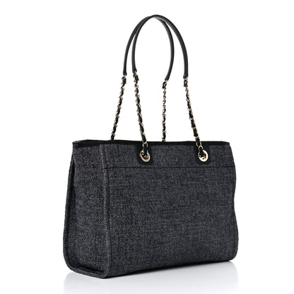 Chanel Mixed Fibers Calfskin Small Deauville Tote Black 3 of 13