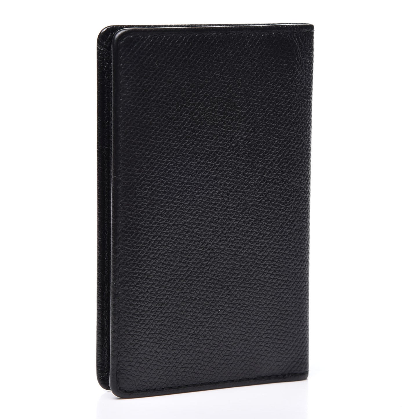 Grained Calfskin CC Button Card Holder Black