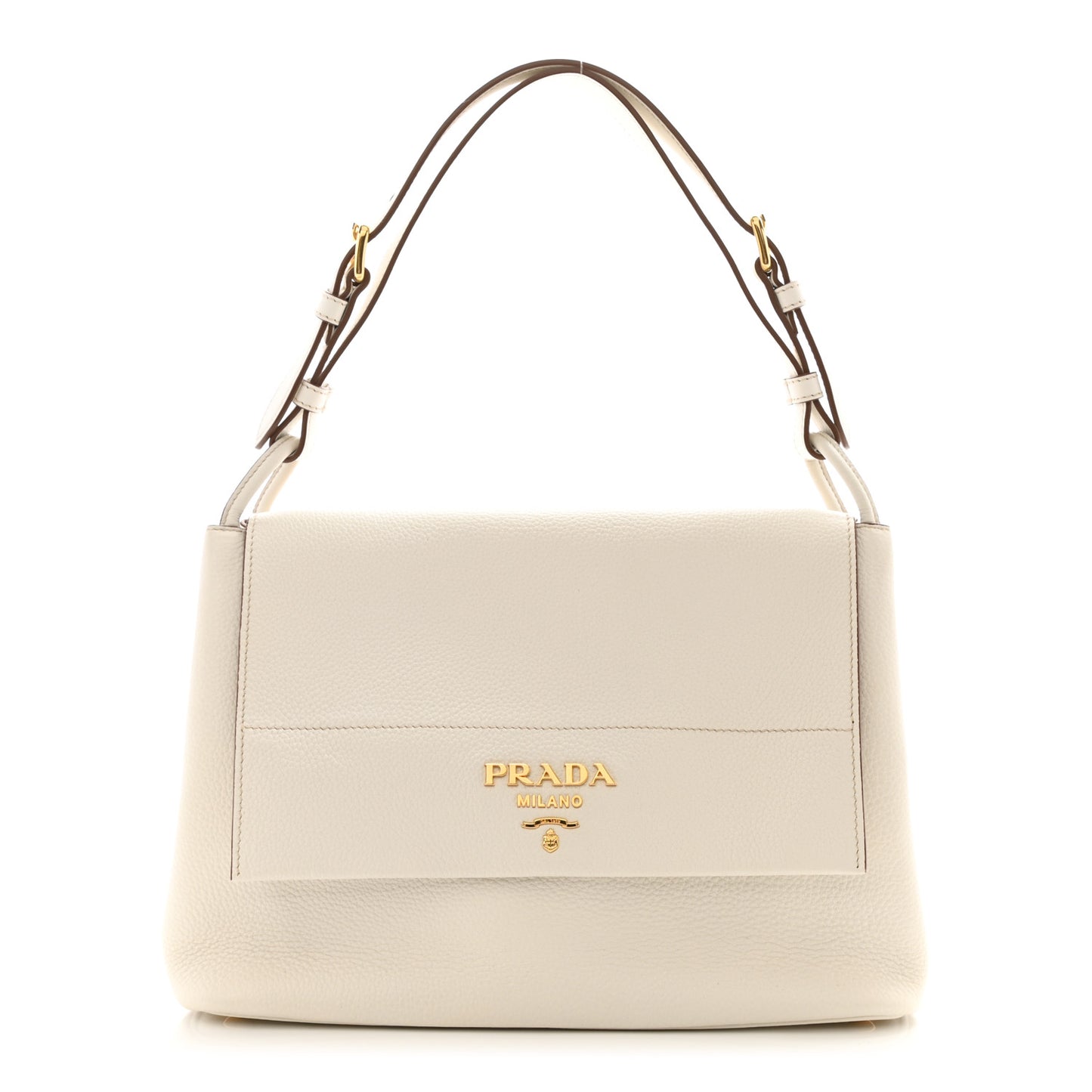 Vitello Daino Flap Shoulder Bag Talco