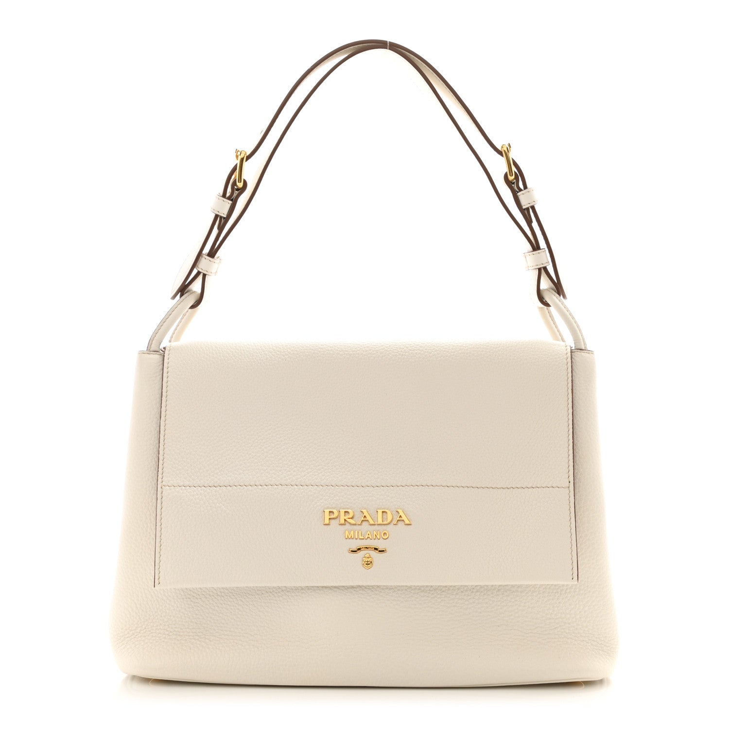 Prada Vitello Daino Flap Shoulder Bag Talco 1 of 11