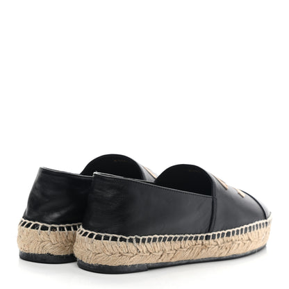 Chanel Lambskin Shiny Calfskin CC Espadrilles 36 Black Beige 4 of 9
