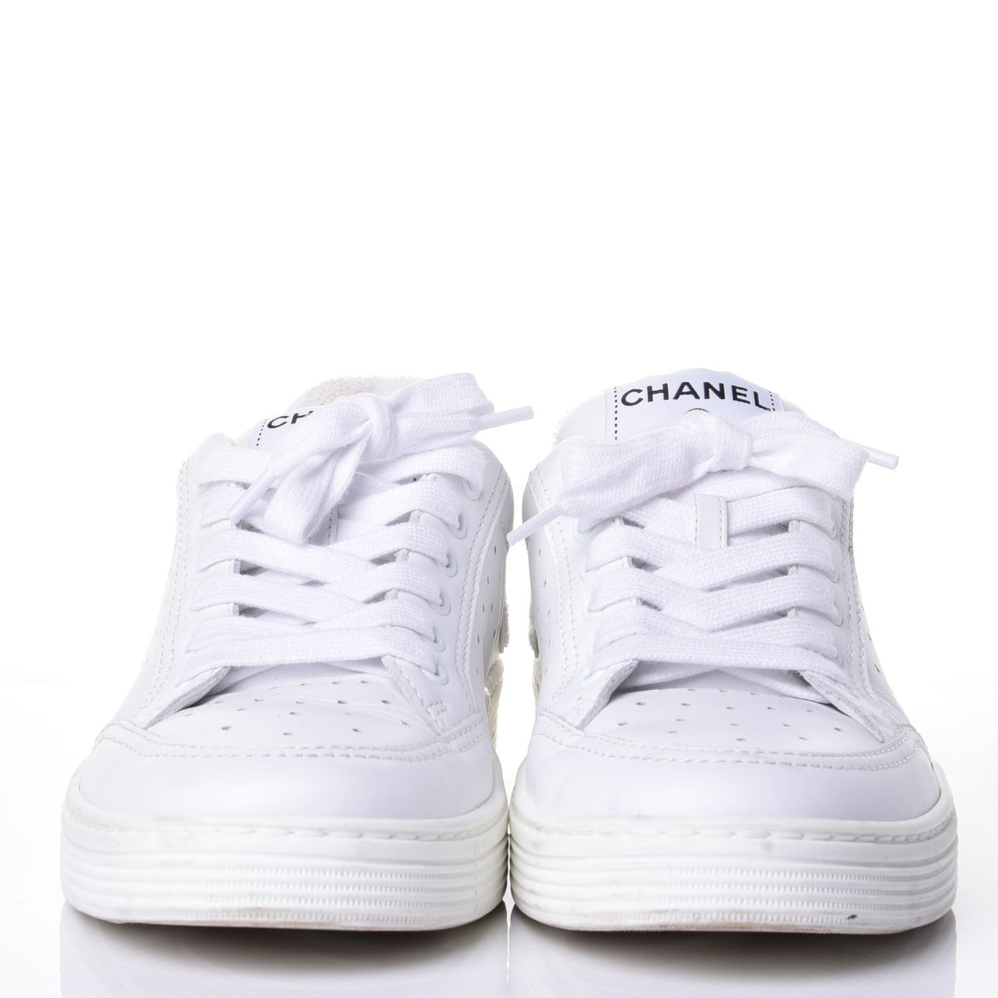 Calfskin Womens Logo Sneakers 38 White