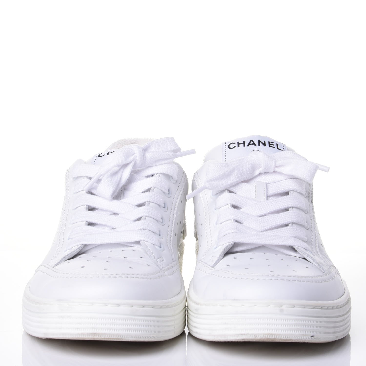 Chanel Calfskin Womens Logo Sneakers 38 White 2 of 10
