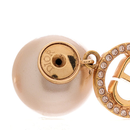 Christian Dior Pearl Crystal Tribal CD Drop Earrings Rose Gold 4 of 4