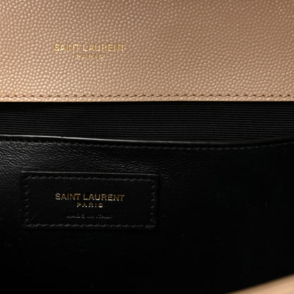 Saint Laurent Grain De Poudre Textured Mixed Matelasse Medium Triquilt Monogram Satchel Dark Beige 6 of 9