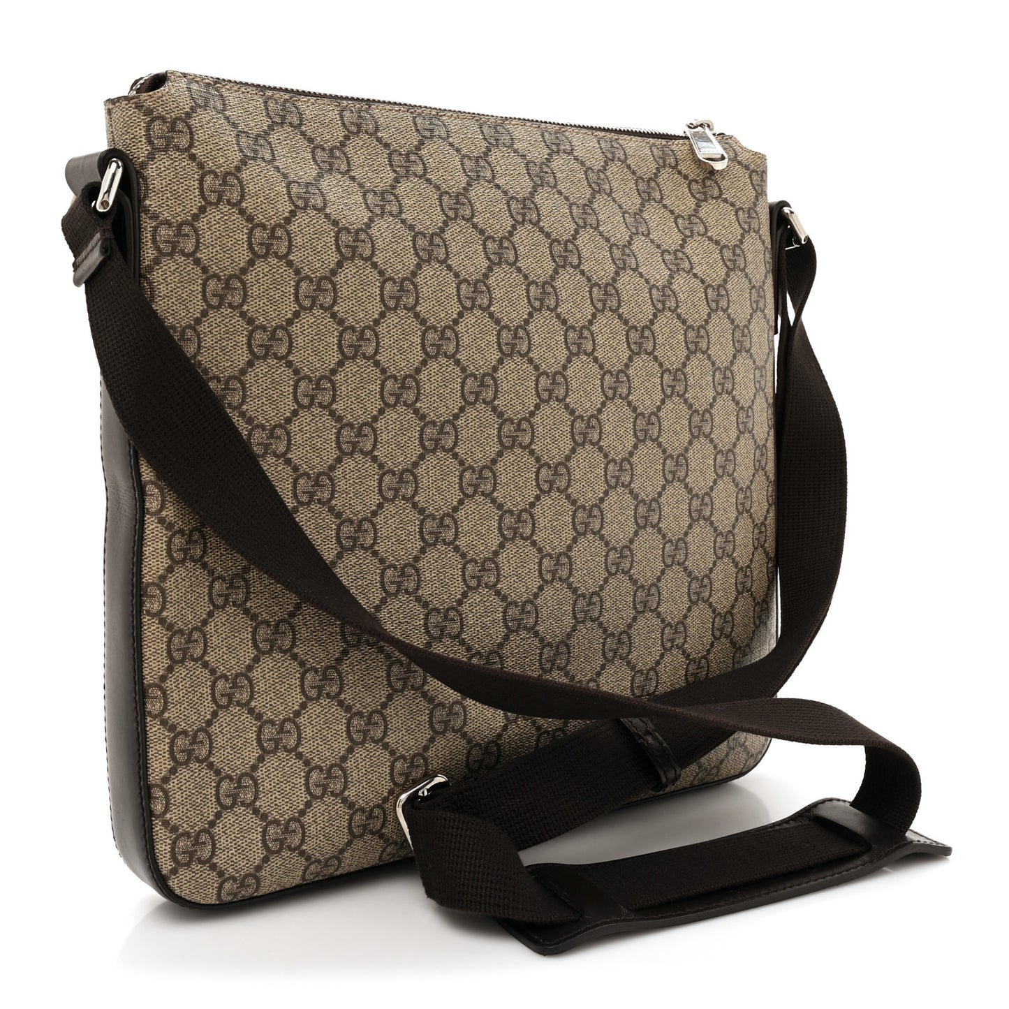 GG Supreme Monogram Medium Flat Messenger Bag Beige Brown