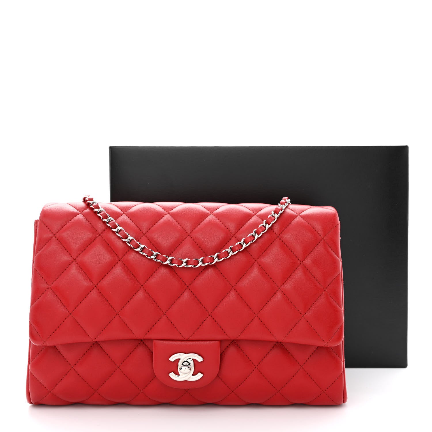 Chanel Lambskin Quilted Flap Clutch Red 11 of 11