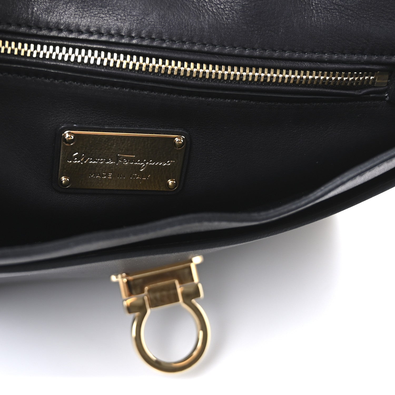 Salvatore Ferragamo Calfskin Suzanna Gancini Satchel  Black 6 of 9