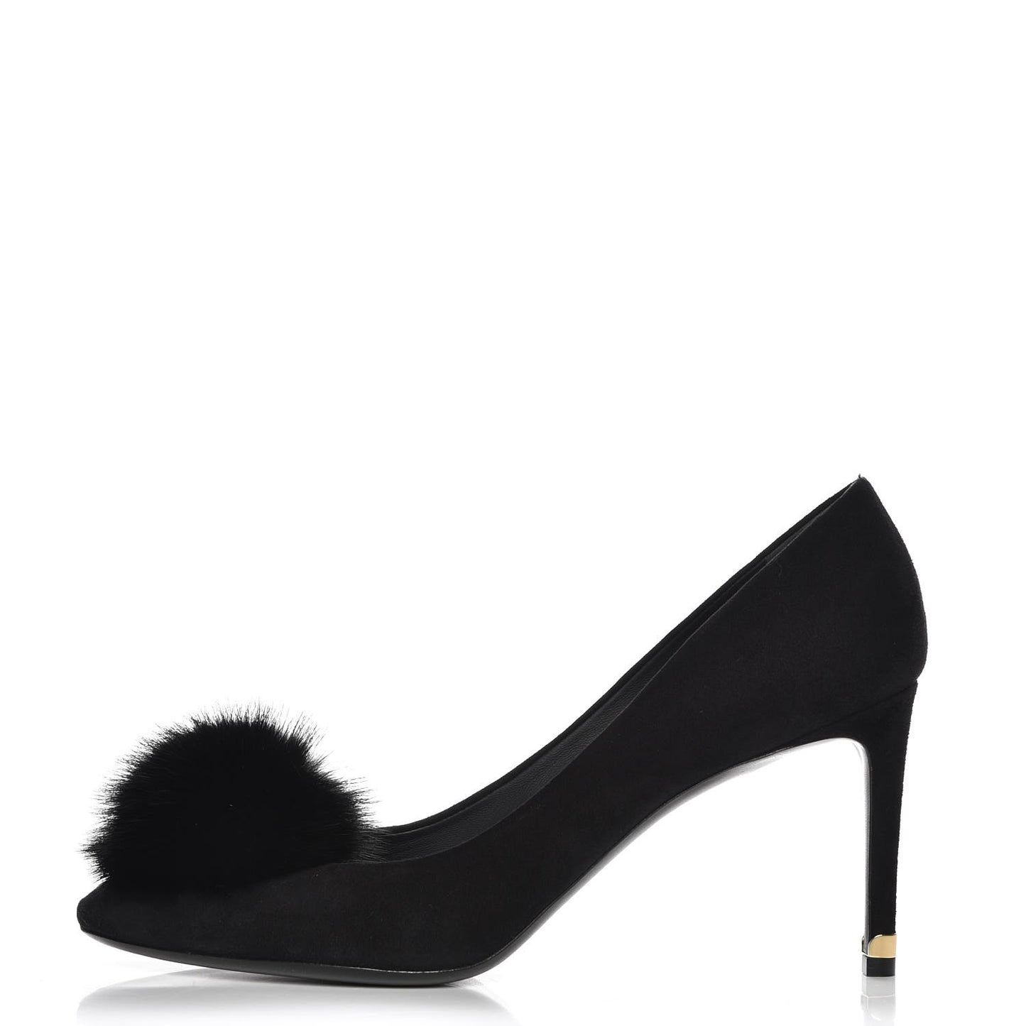 Suede Fur Pom Pumps 40 Black