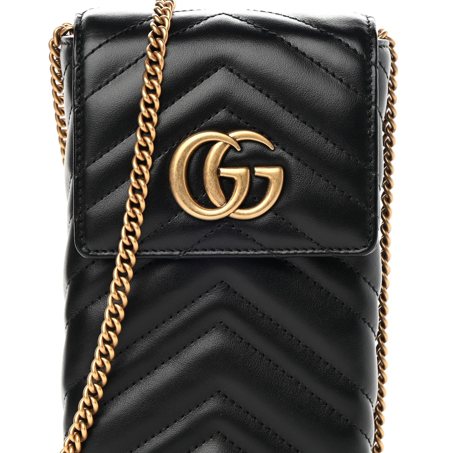 Calfskin Matelasse Mini GG Marmont Crossbody Bag Black