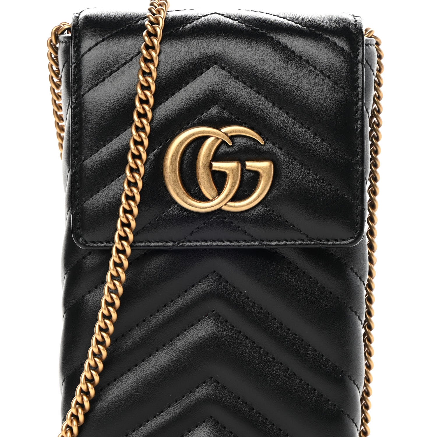 Gucci Calfskin Matelasse Mini GG Marmont Crossbody Bag Black 8 of 12