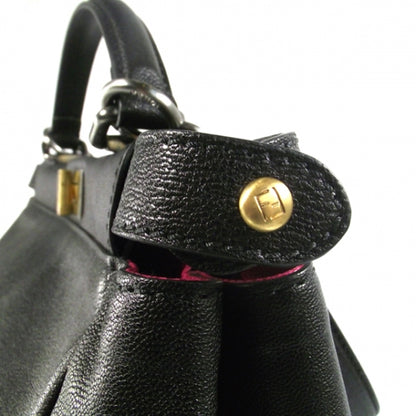 Fendi Goatskin Large Peekaboo Iconic Satchel Black Lampone 8 of 14