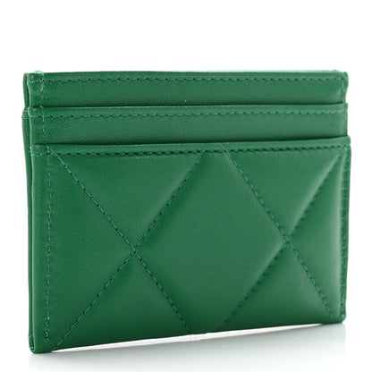 Chanel Lambskin Quilted Chanel 19 Card Holder Green 3 of 8