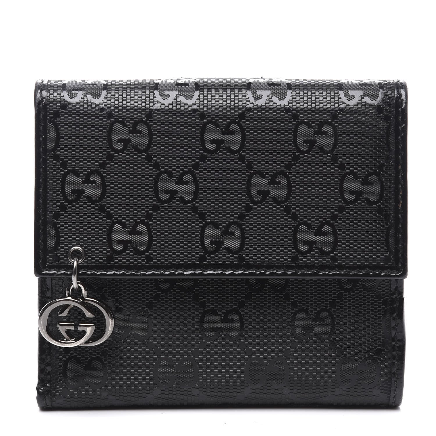 Gucci Imprime Monogram GG Pierce French Flap Wallet Black 1 of 10