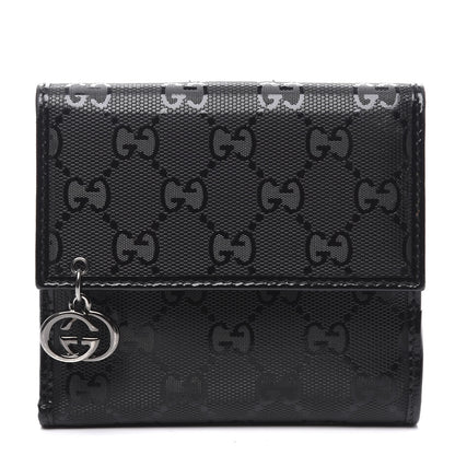 Gucci Imprime Monogram GG Pierce French Flap Wallet Black 1 of 10