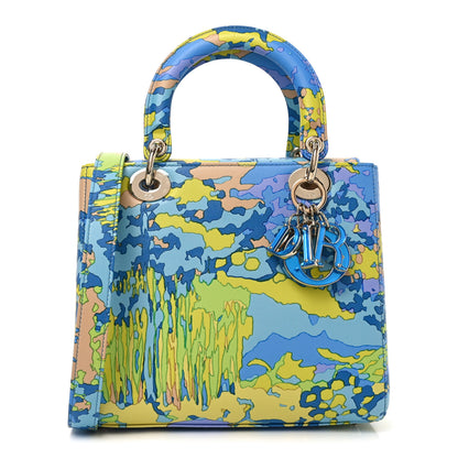 Christian Dior Calfskin Printed Woods All Over Medium Lady Dior Blue Multicolor 1 of 10